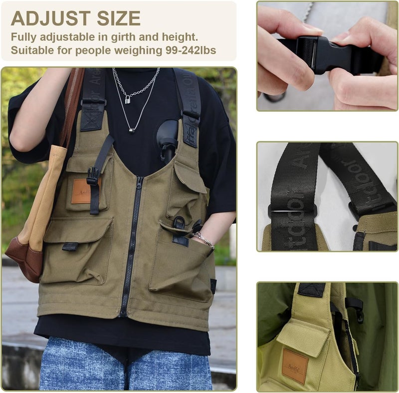 AREFFA Store Adjustable Fishing Vest for Men, 10-Pocket Cargo Vest for Hiking & Travel - Image 4